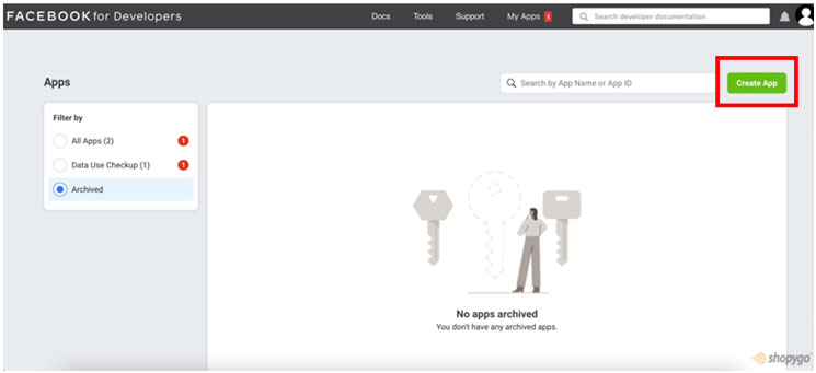create a new app on facebook_shopygo