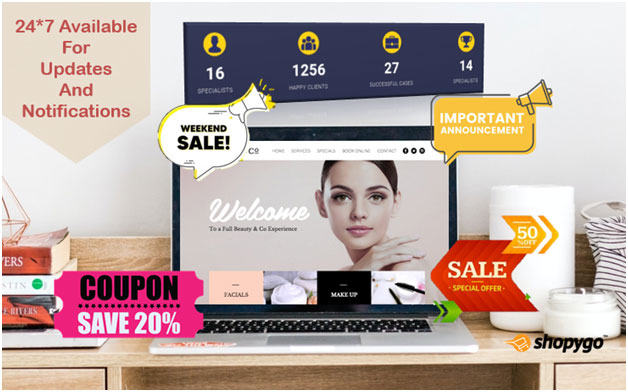 Showcase Your Current Offers and Announcements through you website with Shopygo