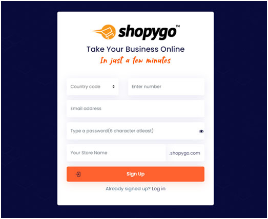 Online store registration with Shopygo ecommerce