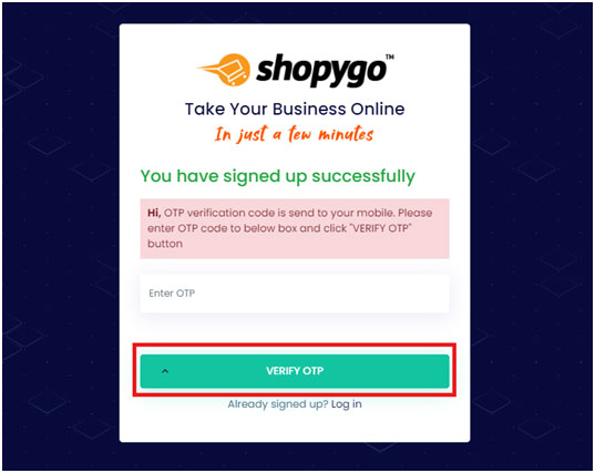 Otp verification for online store registration