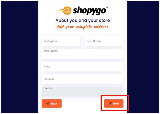 Adding online shop address for Shopygo ecommerce