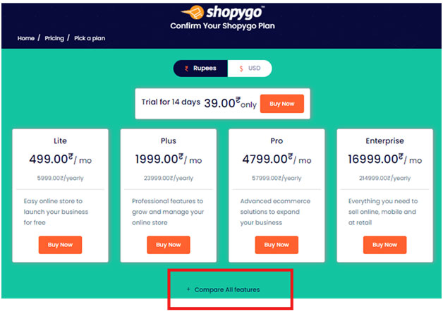Confirmation of shopygo ecommerce plan