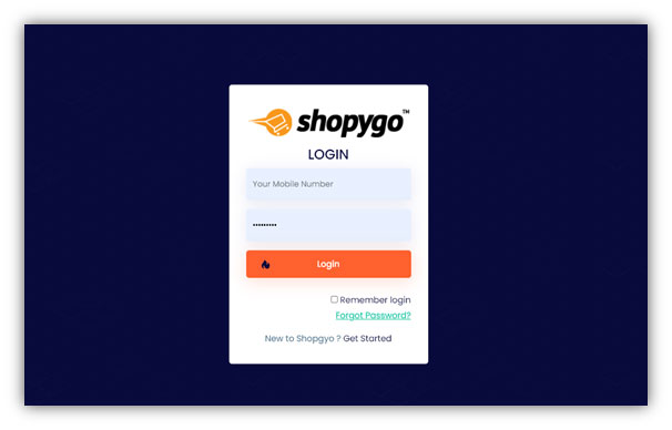 Logging into online store with shopygo